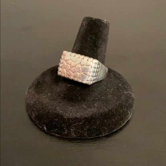 Tortoise Shell Design Pattern Block Geometric Large 925 Silver Ring - Picture 4 of 9